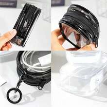 Portable Transparent Charging Storage Bag With Zipper Multifunctional Headphone Travel Accessories With Keychain - trắng - Xem 8