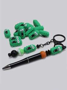 3/6 件 3D 趣味黄瓜硅胶珠，适用于 DIY 手链钥匙扣 - 笔间隔珠/散装焦点珠 | 可爱友谊吊坠/手机配件/趣味串珠首饰套装 - 尖叫黃瓜 - 查看 3