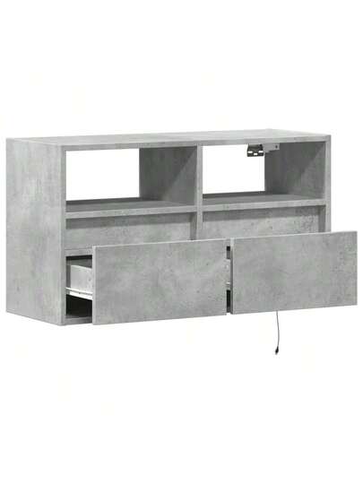 VidaXL TV Wand Unit LED Lighting 80x31x45 Cm Concrete Grijs view 9