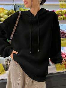 Winter Clothes For WomenCasual Simple Leopard Print Bow Sweatshirt, White Long Sleeve Oversized Hoodie For Women, Thick Plush For Fall/Winter,Long Sleeve Tops Autumn And WinterLoose And Comfortablesudaderas De Mujer - 黑色 - 查看 5