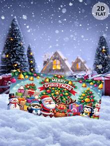 1pc 2D Flat Christmas Banner, Santa Claus, Reindeer, Penguin, Holiday Decor, Cross-Border Hot Seller, Classic Christmas Theme Design, Father Christmas, Cute & Adorable Style, Home Decor, Christmas Decoration Christmas Decorations Room Decor