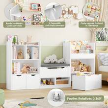 Toy Storage Cabinet, Toy Storage Rack, Montessori Children's Bookcase, Children's Toy And Bookcase, Children's Toy Storage Rack, Montessori Bookcase, Children's Bookcase, Children's Bookshelf, Toy Storage Rack - White - View 6