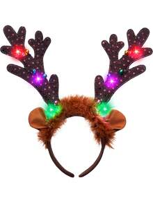 2pcs Christmas Atmosphere Night Light, LED Christmas Headband Atmosphere Night Light With Reindeer Antlers And Bells, Christmas Fairy, Holiday Decoration Lights For Christmas Party Decor, Birthday Party Decor, Outdoor Decor, Wedding Decor, Suitable For Christmas, Valentine's Day, Mother's Day, Father's Day, Can Be Used As Birthday Gift, Christmas Gift Christmas Decoration XMAS Decor Christmas Tree Gift Decor Thanksgiving Wedding Birthday Decorations For Gifts Garden Holiday Halloween Ornaments