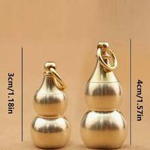 1 pieza Caja de almacenamiento con forma de calabaza pequeña, caja de primeros auxilios para guardar medicinas, vitaminas y aceite de pescado, cuentas de llavero de calabaza de cobre de Feng Shui, para la buena suerte, la riqueza, la salud y el éxito, regalo para amigos, familia y seres queridos - Amarillo - Ver 5