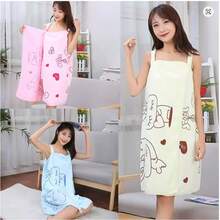 Szlafrok z nadrukiem kreskówkowym, 1/3 szt., spaghetti straps + czepek prysznicowy, zestaw, różne kolory. Przenośny strój kąpielowy, szlafrok bez ramiączek, superchłonny, szybkoschnący, miękki i przyjazny dla skóry, niepylący i łatwy w praniu. Nadaje się do łazienek, domu i salonów kosmetycznych. - Szlafrok (rozmiar: 70*150 cm) Czepek do suszenia włosów (rozmiar: 32*66 cm) - Wielokolorowy losowy - Zobacz 3