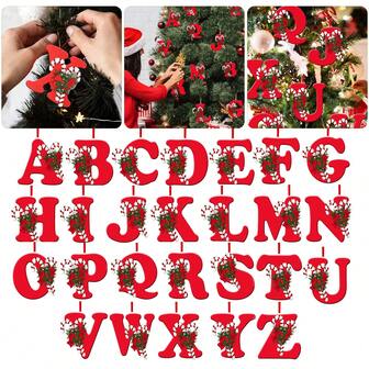 1pc/10pcs/26pcs Christmas Tree Letter A-Z Decoration Pendant,For Christmas New Year Party DIY Home Christmas Tree Decoration Gifts