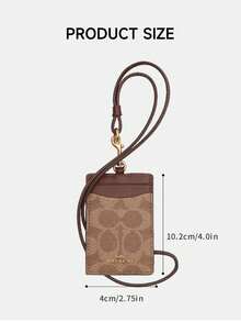 Coach Vertical ID Badge Card Holder with Clear ID Window Leather Credit Badge Holder Work College ID Cards Holder with Two Credit Card Slots and Detachable Neck Lanyard Strap,CZ285 IMXHE - 黃褐色拼棕色 - 查看 4