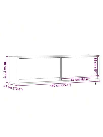 VidaXL TV Wand Unit LED Lighting 140x31x38 Cm Concrete Grijs view 2