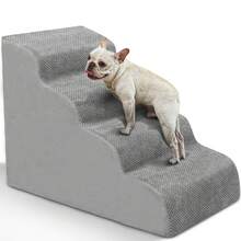 Dog Stairs & Ramp - High-Density Foam Pet Steps, Extra-Wide Non-Slip Orthopedic Dog Ladder With Soft Foam Padding, For Injured/Senior Pets & Small Cats To Access High Beds/Couches - Màu Xám nhạt - Xem 1