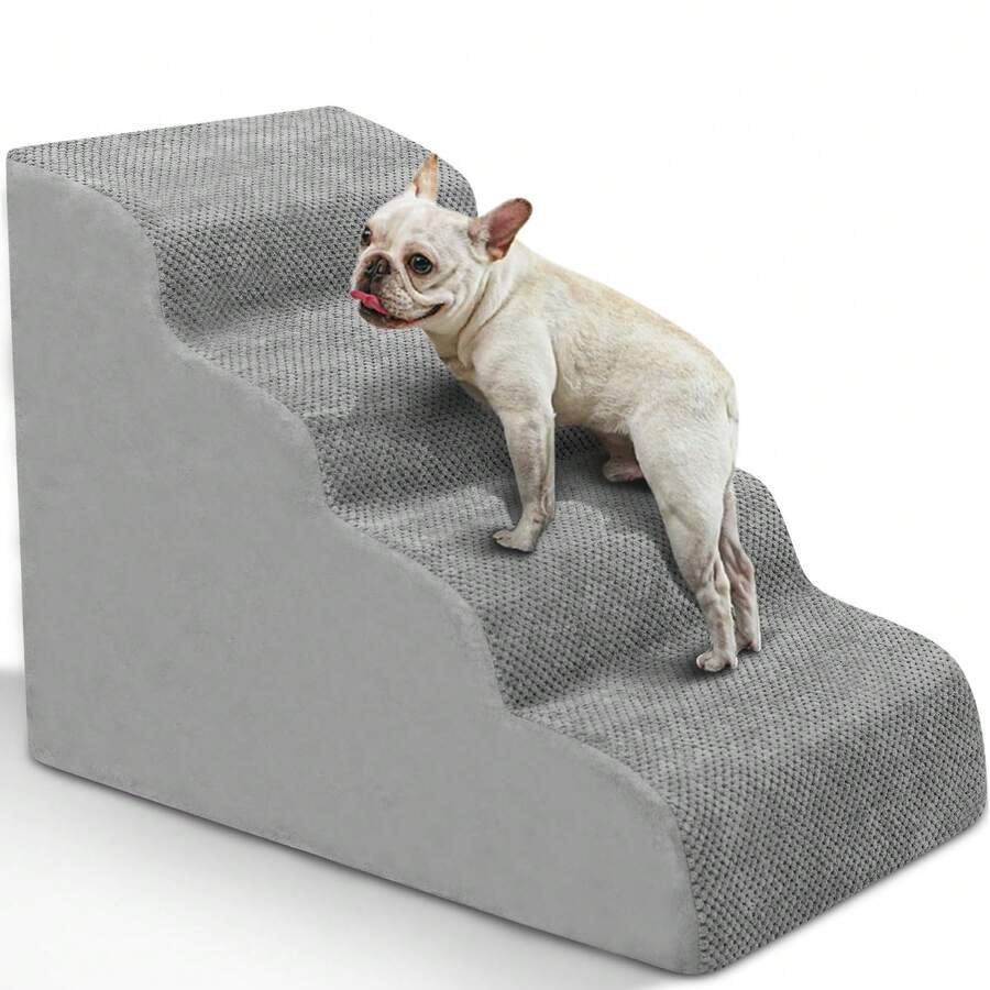 Dog Stairs & Ramp - High-Density Foam Pet Steps, Extra-Wide Non-Slip Orthopedic Dog Ladder With Soft Foam Padding, For Injured/Senior Pets & Small Cats To Access High Beds/Couches - Màu Xám nhạt - Xem 1