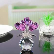 1 Piece Handmade Crystal Red Rose Flower Figurine With Round Vase, Romantic Rose Gifts For Women On Valentine's Day Mother's Day Birthday, Rose Collectible Figurines For Home Party Wedding Decorations - Multicolor - View 10