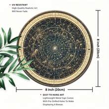 Circular Star Map Metal Tin Signage, Vintage Space Wall Art In The Garage - Astronomy Enthusiasts And Home Decor, Moon Decor - Nhiều màu - Xem 7