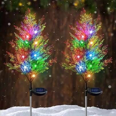 1pc Solar-Powered Christmas Tree Light, Outdoor Christmas Pine And Cypress Landscape Light, Ideal For Garden And Terrace Pathway Christmas Decorations, As Well As Outdoor Garden Decorative Atmosphere Lights For Christmas, New Year, And Other Festivals. Outdoor Lawn, Terrace, Balcony - Durable Plastic Material, No Wiring Required, Solar-Powered Outdoor Light, Christmas Decorations, Family Christmas Decorations