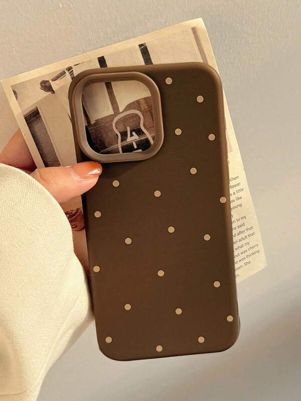 1 pieza Funda de teléfono con estampado de lunares marrones, cubierta protectora personalizada minimalista y elegante, apta para iPhone17/17air/17pro/17promax/iPhone16 Pro Max/iPhone15 Pro/iPhone14/iPhone13/12/11, adecuada como regalo para amigos y familiares