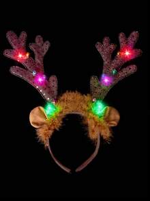 2pcs Christmas Atmosphere Night Light, LED Christmas Headband Atmosphere Night Light With Reindeer Antlers And Bells, Christmas Fairy, Holiday Decoration Lights For Christmas Party Decor, Birthday Party Decor, Outdoor Decor, Wedding Decor, Suitable For Christmas, Valentine's Day, Mother's Day, Father's Day, Can Be Used As Birthday Gift, Christmas Gift Christmas Decoration XMAS Decor Christmas Tree Gift Decor Thanksgiving Wedding Birthday Decorations For Gifts Garden Holiday Halloween Ornaments