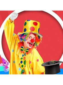 New Joker Mr. Joker Costume Party Series Single Party Funny Clown Costume Accessories, Rainbow Wig, Polka Dot Magic Hat, Bow Tie, Fun Dress Up Makeup Props, Whimsical Funny Outfit