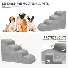 Dog Stairs & Ramp - High-Density Foam Pet Steps, Extra-Wide Non-Slip Orthopedic Dog Ladder With Soft Foam Padding, For Injured/Senior Pets & Small Cats To Access High Beds/Couches - Màu Xám nhạt - Xem 8