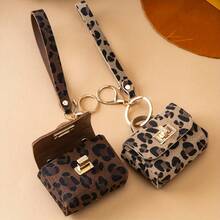 1pc Fashion Leopard Print Keychain With Coin Pouch - High Quality Faux Leather Material, Embossed Design, Rectangular Shape, Stylish Car Key And Bag Accessory, Ideal Gift, Key Organizer | Keychain | Gold Snap, Key Holder, Car Keychain, Girl Bag Charm, Backpack Decor. Coin Pouch Keychain, Cute Bag Charm, Car Keychain, Schoolbag Decoration, Small Gift - Multicolor - View 2