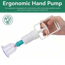 1 caja - Juego de 6 piezas/12 piezas de ventosas chinas profesionales, nuevas tazas de masaje, masajeador corporal con ventosas de succión al vacío y bomba manual, usado para masaje y tratamiento, mejorando la circunferencia de la cintura