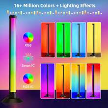 NBBUFF Set de 2 tiras de luces LED RGB+IC, luz nocturna inteligente, decoración del hogar, talla grande de 200 modos de escena y 16 millones de colores, 3 modos de control, modo de sincronización de música dinámica, adecuado para dormitorio, computadora, iluminación trasera de TV, bar, decoración de Navidad y Año Nuevo - Corto - Ver 4