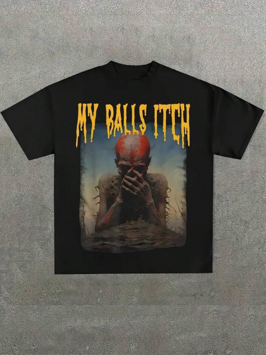 Gross Horror Zombie Graphic Tee,Comfortable Casual Short Sleeve, 220 Grams Heavyweight Cotton Printed T-Shirt,Halloween - màu đen - Xem 1