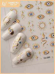 1pc Nail Sticker Hot Stamping 5D Craft Palace Charms For Nails, Summer Evil Eye, Star Snake, Charms Style Design, Nail Stickers And Decals, Nail Supplies, Nail Charms, Nail Stuff, Nail Art, Nails Press On, Embossed Nail Stickers, Salon DIY Sliding Nail Art Decoration, Nail Tech Must Haves,Nails Press On,Nail Tips,Travel Accessories.