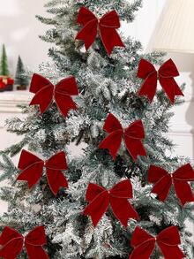 12 pezzi Fiocchi in velluto rosso vino da 6 pollici, fiocchi regalo rustici per corona natalizia, fiocchi in velluto vintage per decorazioni natalizie, ornamenti per albero di Natale, ghirlande, fai da te, confezioni regalo e decorazioni