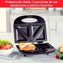 Máquina de Sándwiches Compacta (Negra) con Revestimiento Antiadherente, Ideal para 2 Porciones (Sándwiches o Paninis), Luz Indicadora y Fácil de Limpiar - Sandwichera - Ver 6