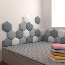 1 pieza 25cmx14.4cm Cabecero hexagonal de paquete suave Tatami Pared circundante Pegatina autoadhesiva Fondo de pared Dormitorio Sala de estar Decoración nórdica