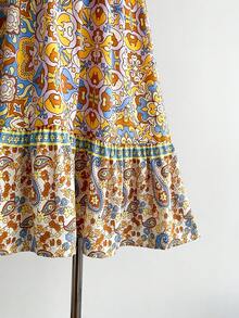 Đầm nữ cỡ lớn in hoa phong cách Bohemian, thích hợp cho đi biển, lễ hội âm nhạc, kỳ nghỉ nhiệt đới, thanh lịch mùa hè. - Màu vàng - Xem 6