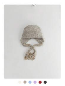 女士针织护耳帽，秋冬保暖耳罩飞行员帽，滑雪面罩，加厚大号头围新款针织帽，多功能保暖针织帽，防风滑雪面罩帽 - 彩色 - 查看 16