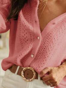 Women's Knitted Round Neck Long Sleeve Cardigan With Button Details, Simple Classic Casual Style, Suitable For Daily Wear Sweater Autumn And Winter Women's Clothing