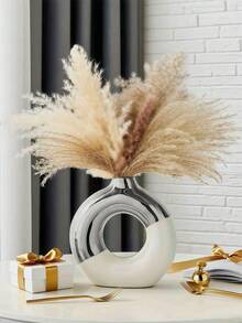 White Silver/Black Silver Ceramic Vase, Round Vase, Suitable For Home Decor, Round Decorative Vase, Silver Vase, Suitable For Living Room Decor, Gold Vase, Suitable For Home Decor, Also Suitable For Kitchen And Coffee Table. Glass Vase, - Multicolor - View 11