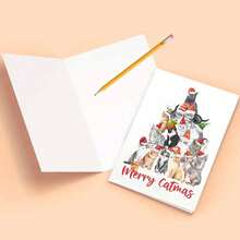 1pc Amusing Cat - Themed Xmas Card, "Merry Catmas" Festive Message, Paper Craft, Ideal For Family & Feline Fans, Quirky Christmas Decoration, Includes Envelope - Multicolor - View 7