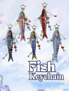 1pcHandmade Fish Keychain, Ocean Bag Charms, Ocean Keychains, Artificial Fishing Lure Keychains, Beaded Fish Charms, Fisherman Gifts Car Accessories Cute Goth Y2k Bag Accessories Lanyards With Id Holder Christmas