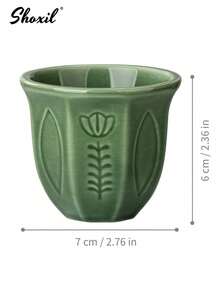 shoxil 1pc Saudi Coffee Cup, Ceramic Cup, Coffee Cup, Teacup, Matcha Cup, Water Cup, Embossed Tulip Ceramic Cup, Middle Eastern Style Coffee Cup, Handmade Hook Flower Coaster, For Home, Coffee Shop, Courtyard, Saudi National Day