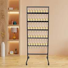 5-Tier Champagne Glass Holder, Steel Champagne Flutes Display Stand, Champagne Wine Glass Holder With Swivel Casters, Champagne Wall Holder For Party, Metal Flutes Display Stand Hold 40 Glasses For Wedding Party Get-Togethers Ceremony Festival Holiday - màu đen - Xem 3