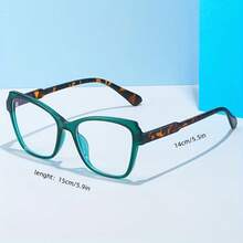 Cat Eye Color-Block Irregular Glasses Non-Prescription Glasses Retro Plain Glasses Frame - 綠色 - 查看 2