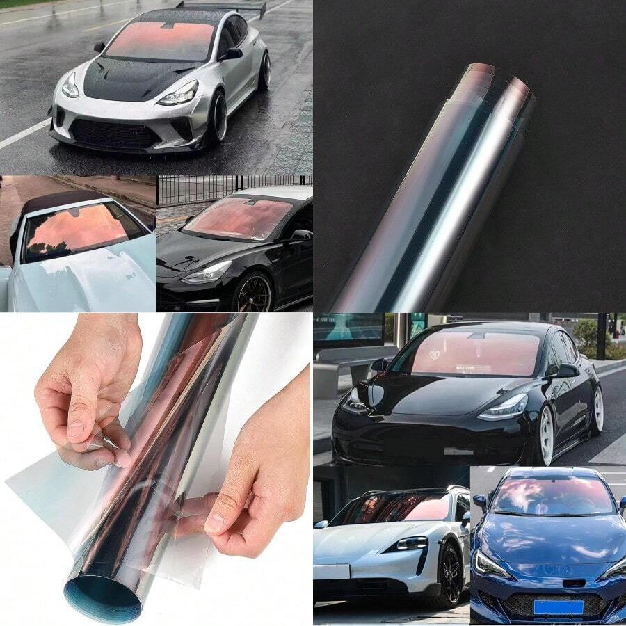 Car Window Tint 80% VLT 80 Percent Chameleon Red Window Tint Roll 20" Inch X 10'Ft Automotive Window Film For Sun And Glare Protection UV Heat Blocking Scratch Resistant