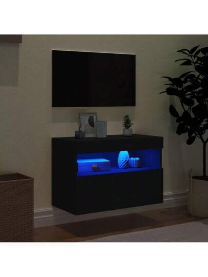 VidaXL TV Wand Unit LED Lighting 60x30x40 Cm Zwart view 4