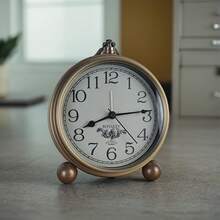 Mantel Clock Retro Vintage Non Ticking Table Desk Alarm Clock Battery Operated Silent Quartz Movement HD Glass For Bedroom Living Room Indoor Decoration - Multicolor - View 2
