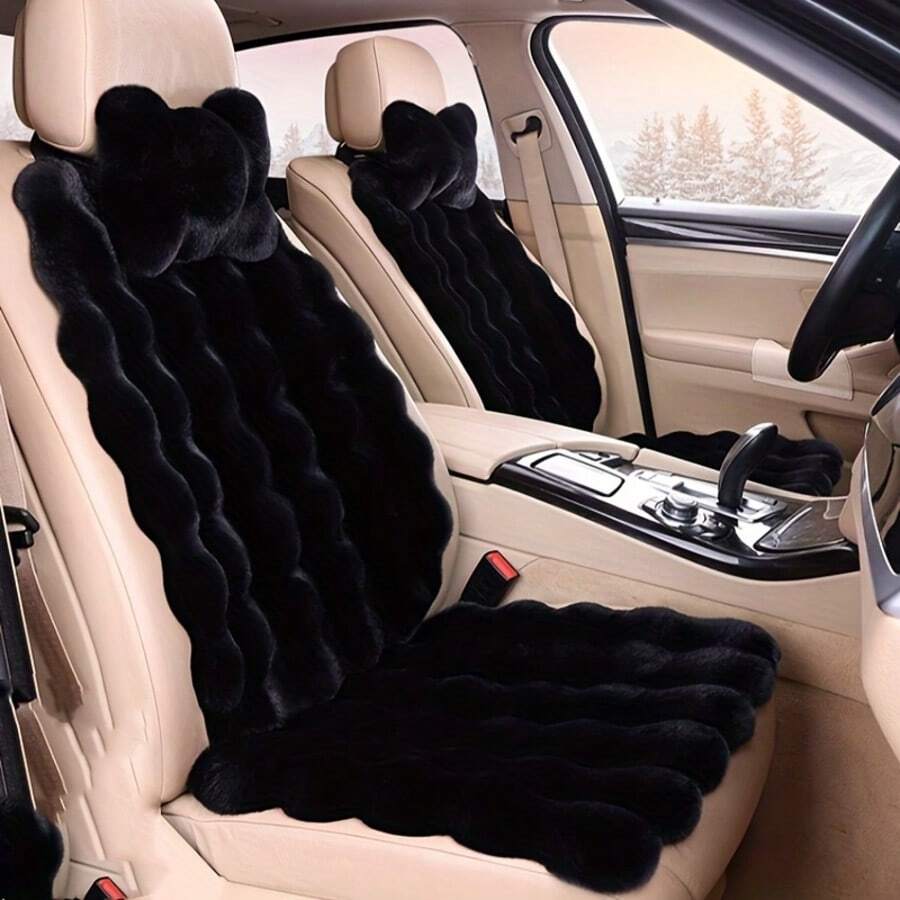 3pcs Plush Car Seat Cushion Set, Warm Fuzzy Seat Covers For Winter - Một cỡ - Xem 1