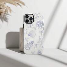 Shell Light Blue Seashell Pattern Phone Case Beachy Phone Case Compatible With IPhone 17 Pro Max 16e 16 Pro Max 15 Plus 14 13 12 11 Pro Max - Baby Blue - View 3