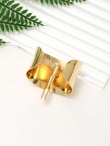 1个时尚弧形半包式马尾发夹 - 装饰浓密马尾 | 装饰发夹 | 女士宽口金属发夹 | 时尚半包式发夹和半圆形钩夹，金色头饰，发夹爪，发夹，发爪，发夹，发卡，发夹，发饰，女士发饰，发卡，夏季，假日，旅行 - 金色 - 查看 5