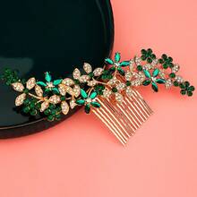 1 Peça Pente de Cabelo Elegante e Luxuoso com Flores e Strass, Acessório de Cabelo Floral com Strass para Noiva, Noiva, Pentes, Pente de Cabelo, Pentes para Cabelo, Pente Lateral, Casamento