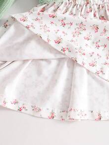 Baby Girls' Fresh & Sweet Ditsy Floral Patchwork Knit Dress, Casual Everyday Wear For Spring/Autumn