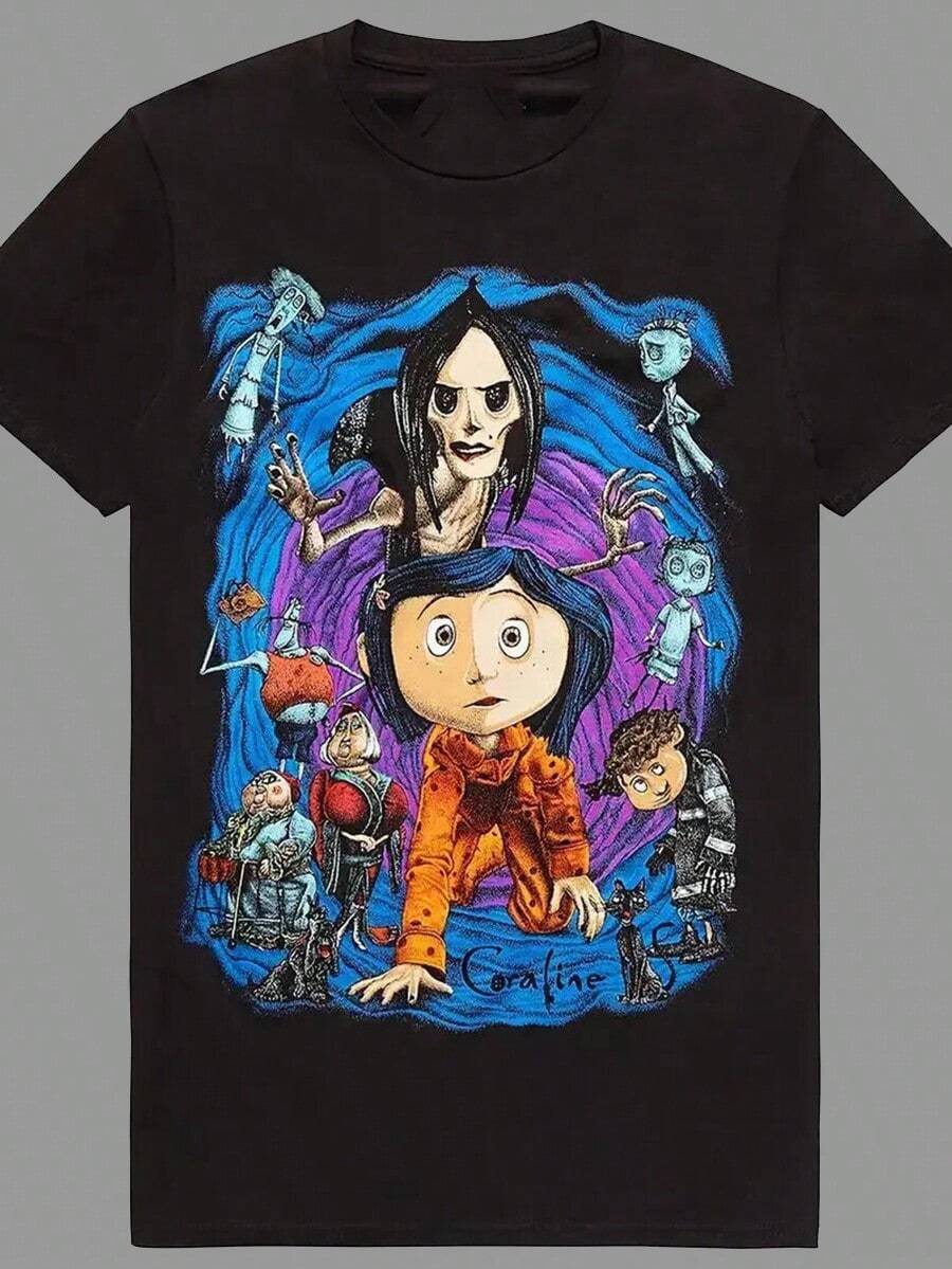 Character T-Shirt Cotton For Men Women All Size S-4XL,Halloween Costumes,Streetwear,Summer Outfits,Thanksgiving Day,Christmas,Halloween Shirt,Men Graphic Tees,Streetwear Men,Y2K,A Great Gift - 黑色 - 查看 1