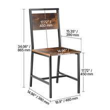 Dining Chairs Set Of 2, Wooden Table Chairs With Metal Frame And Backrest, Easy To Assemble Leather Side Chair, Modern Farmhouse Walnut Chair For Kitchen Living Room, Rustic Brown And Black - Sắt 2 miếng màu nâu - Xem 10