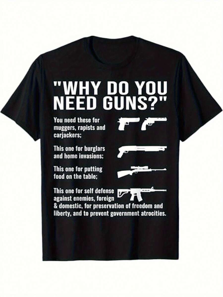 Fun Gun Lover Cotton T-Shirt Cotton Weight Machine Washable Easter Gift For Men Women Dad Mom And Friends  Size S-3XL - 黑色 - 查看 1