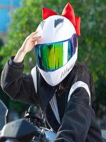 1pc Bow Decor For Motorcycle Helmet, Car Tail, Ski Helmet, Electric Bike Helmet, Motorcycle, Electric Bike, Bicycle Accessories, Cycling Gear, Skiing Accessories, Riding Decoration, Skiing Decoration, Christmas Helmet Decor, Halloween Helmet Decor, Day Of The Dead Helmet Decor